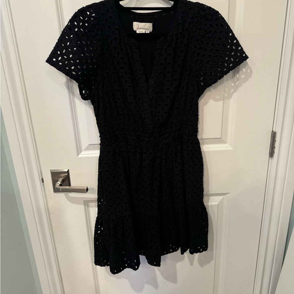 Anthropologie black eyelet Somerset dress size M